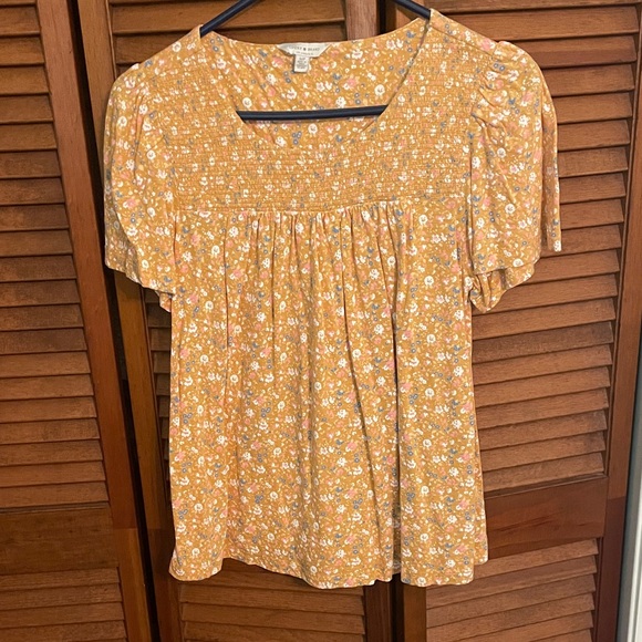 Lucky Brand Mustard Floral Blouse - Picture 1 of 4